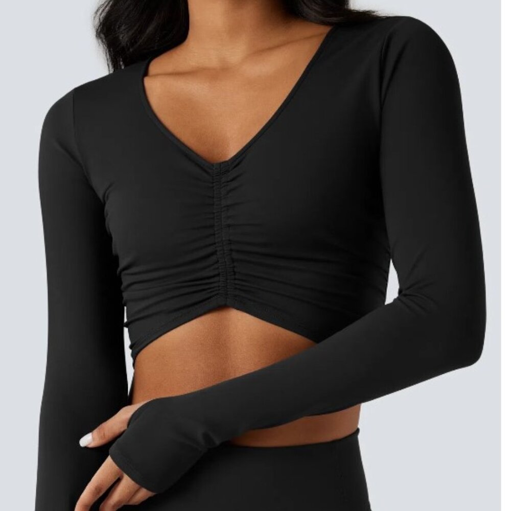 L/S Cropped Yoga Sports Top - Picture 3 of 4